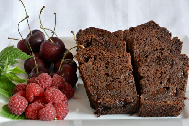 Double Chocolate Banana Bread made with chickpea flour.