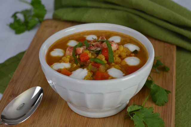 A bowl of Lentil and Red Pepper Soup